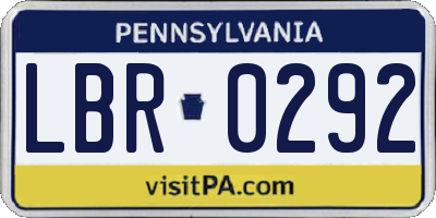 PA license plate LBR0292