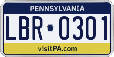 PA license plate LBR0301