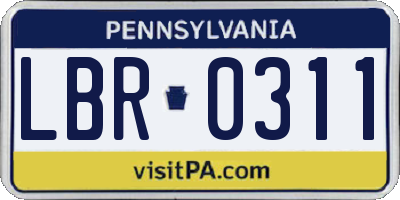 PA license plate LBR0311