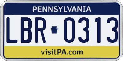 PA license plate LBR0313