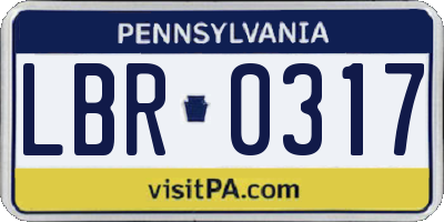 PA license plate LBR0317