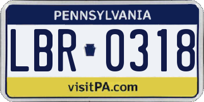 PA license plate LBR0318