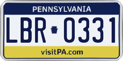 PA license plate LBR0331