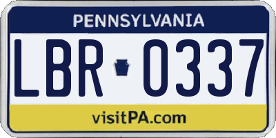 PA license plate LBR0337