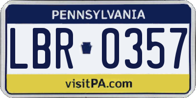 PA license plate LBR0357