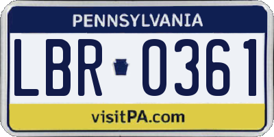 PA license plate LBR0361