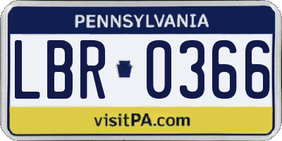 PA license plate LBR0366