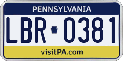 PA license plate LBR0381