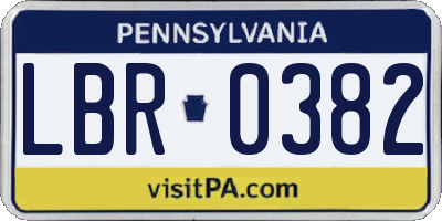 PA license plate LBR0382