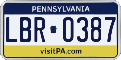 PA license plate LBR0387