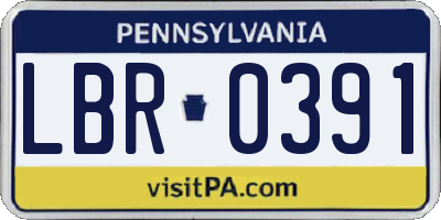 PA license plate LBR0391
