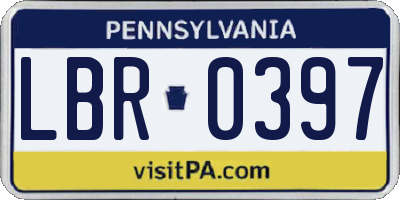 PA license plate LBR0397
