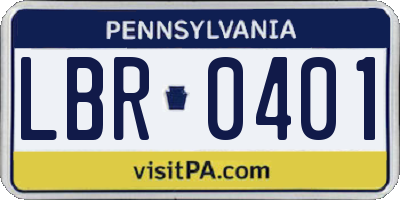 PA license plate LBR0401