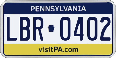 PA license plate LBR0402