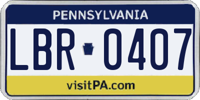 PA license plate LBR0407
