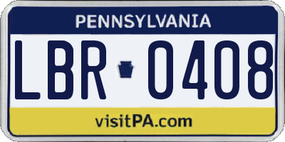 PA license plate LBR0408