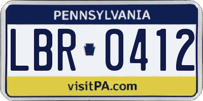 PA license plate LBR0412