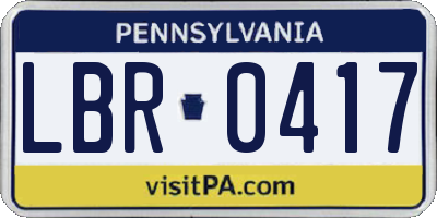 PA license plate LBR0417