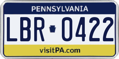 PA license plate LBR0422