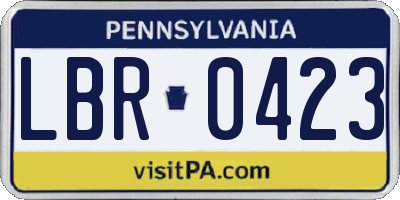 PA license plate LBR0423