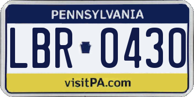 PA license plate LBR0430