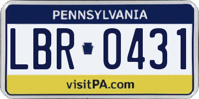 PA license plate LBR0431