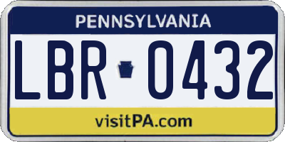 PA license plate LBR0432
