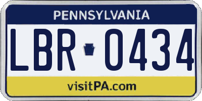 PA license plate LBR0434