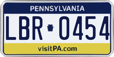 PA license plate LBR0454