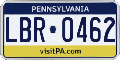 PA license plate LBR0462