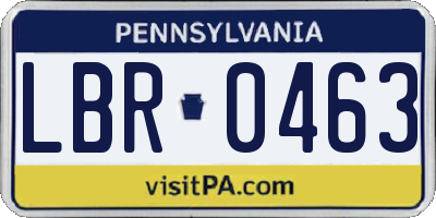 PA license plate LBR0463
