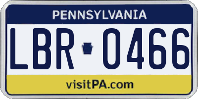 PA license plate LBR0466