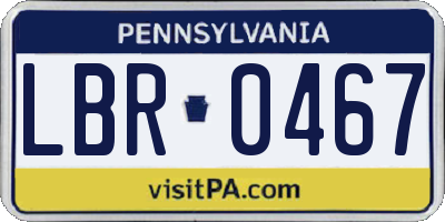 PA license plate LBR0467