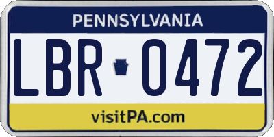 PA license plate LBR0472