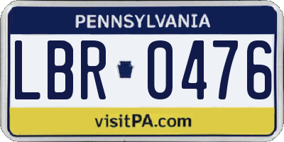 PA license plate LBR0476