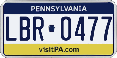 PA license plate LBR0477