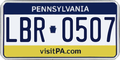 PA license plate LBR0507