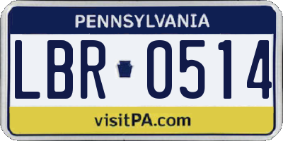 PA license plate LBR0514