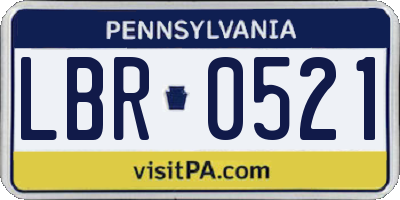 PA license plate LBR0521