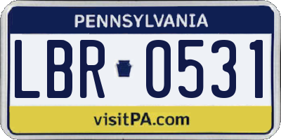 PA license plate LBR0531