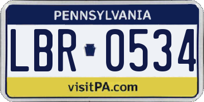 PA license plate LBR0534