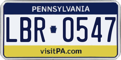 PA license plate LBR0547