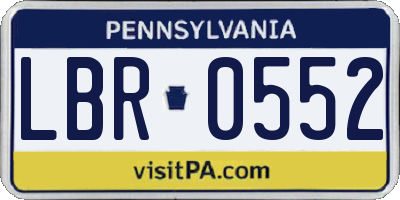 PA license plate LBR0552