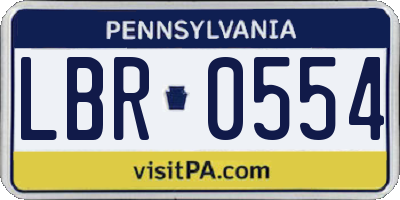 PA license plate LBR0554