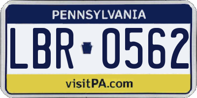 PA license plate LBR0562