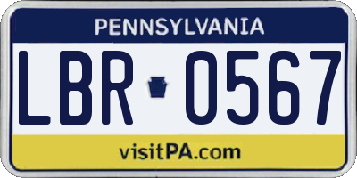 PA license plate LBR0567
