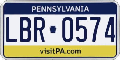 PA license plate LBR0574
