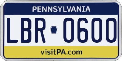 PA license plate LBR0600