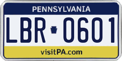 PA license plate LBR0601