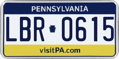 PA license plate LBR0615